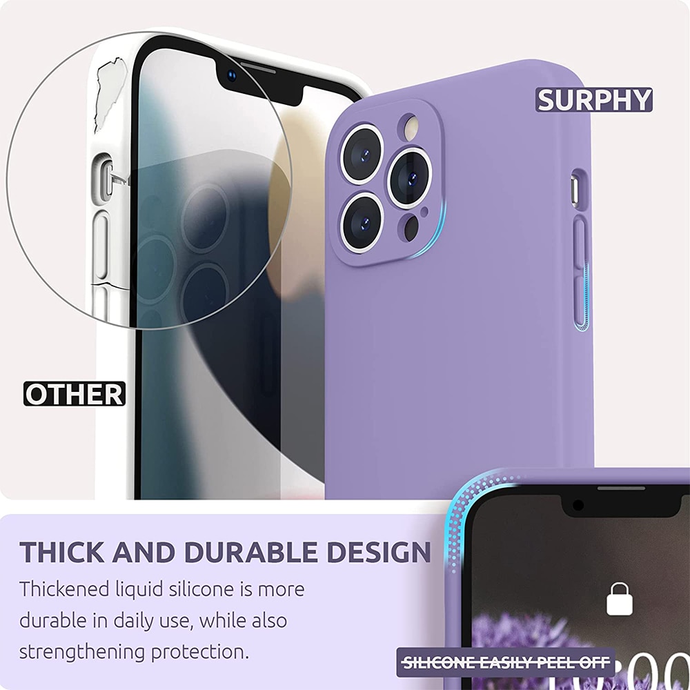 Husa Silicon Jelly G-Tech Liquid, Compatibil cu iPhone 13 Pro, Ultra Slim, din silicon high tech, Protectie la Camera, Lila