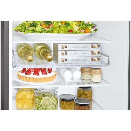 Combina frigorifica Samsung RB34T652EB1/EF, 341 l, No Frost, Compresor Digital Inverter, All around coooling, Wine Shelf, Clasa E, H 185.3 cm, Dark Inox