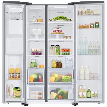 Side By Side Samsung RS67A8510S9/EF, 634 l, Full No Frost, Twin Cooling Plus, Conversie Smart 5 in 1, Compresor Digital Inverter, Non-Plumbing, Dozator Apa, Clasa F, H 178 cm, Inox