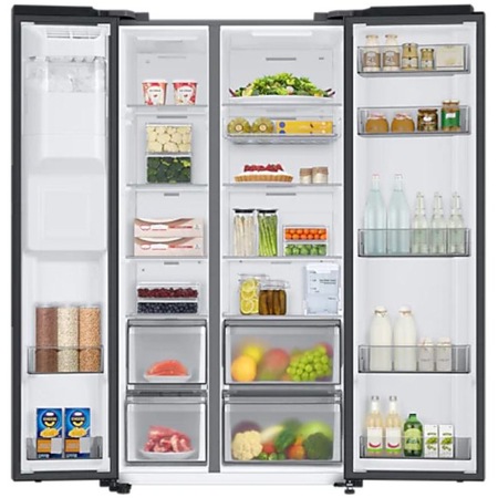 Side By Side Samsung RS68A8531B1/EF, 634 l, Full No Frost, Twin Cooling Plus, Conversie Smart 5 in 1, Compresor Digital Inverter, Non-Plumbing, Dozator apa, Clasa E, H 178 cm, Negru