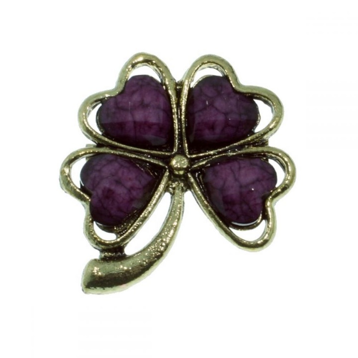 Brosa trifoi cu patru foi, piatra mova, 2x2 cm