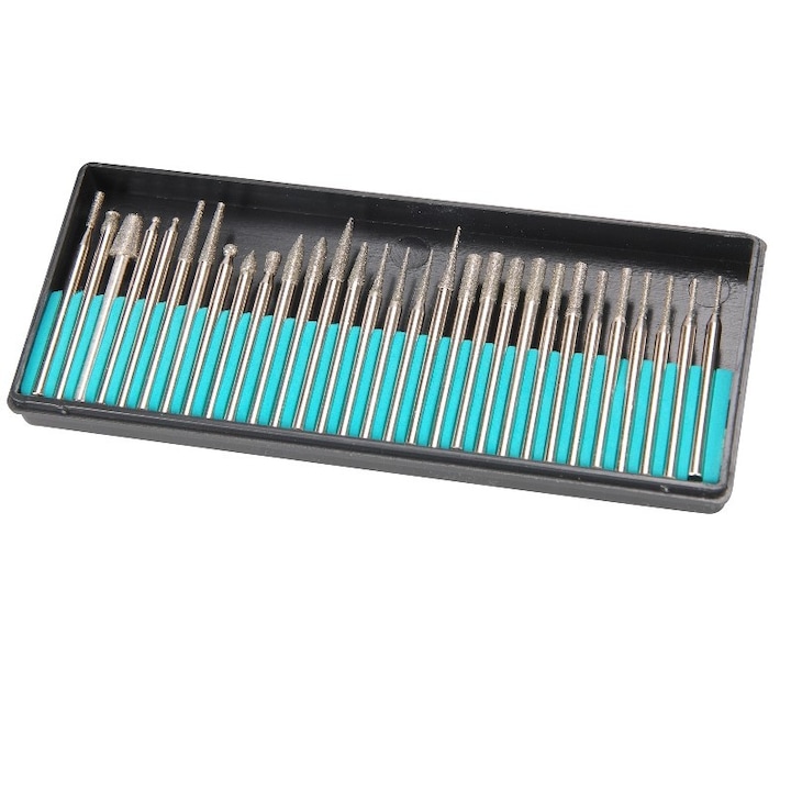 Set 30 freze diamantate, Extol, P150, tija de 3.2 mm