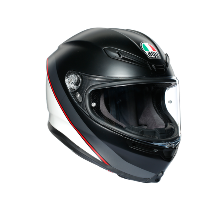 Casca moto AGV K6 Minimal Pure Matt Black/White/Red, XL