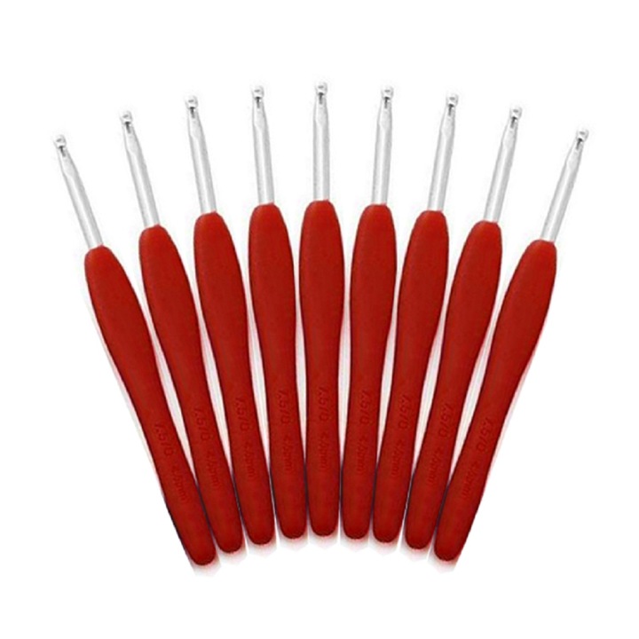 Set crosete 9 buc, maner silicon rosu, marime 3 mm, lungime 14 cm