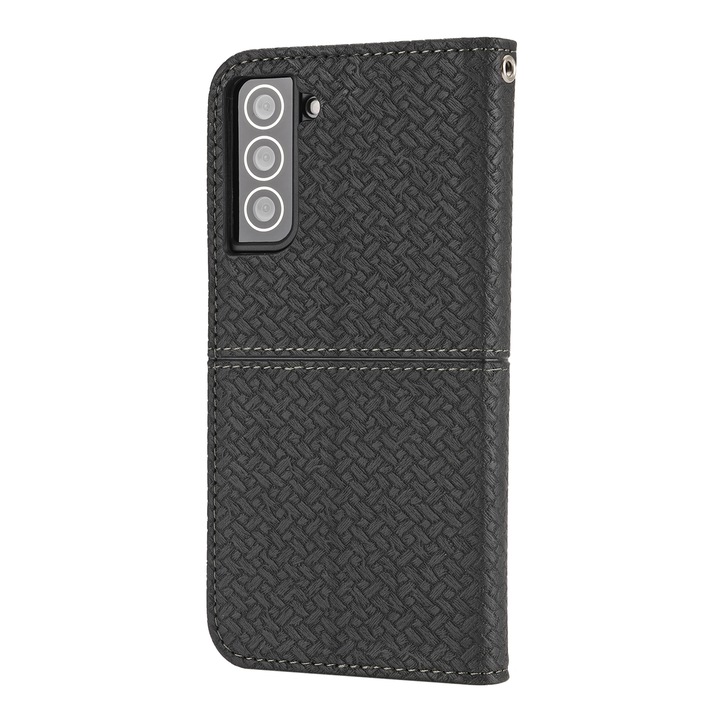 Husa tip carte pentru Samsung Galaxy S21 Plus, Buzunare card, TPU/Poliuretan, Negru