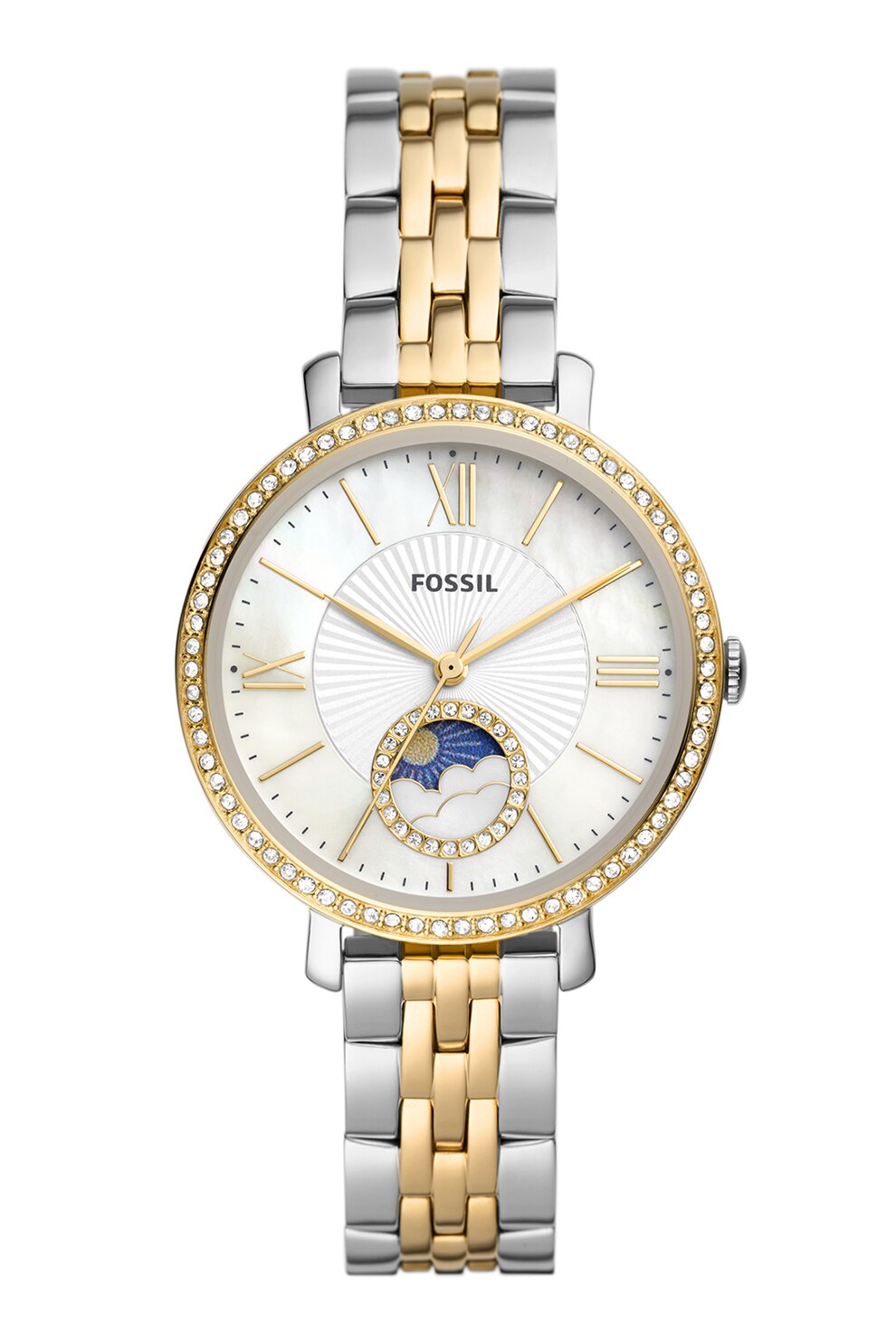 Fossil, Ceas quartz din otel inoxidabil, Argintiu, Auriu