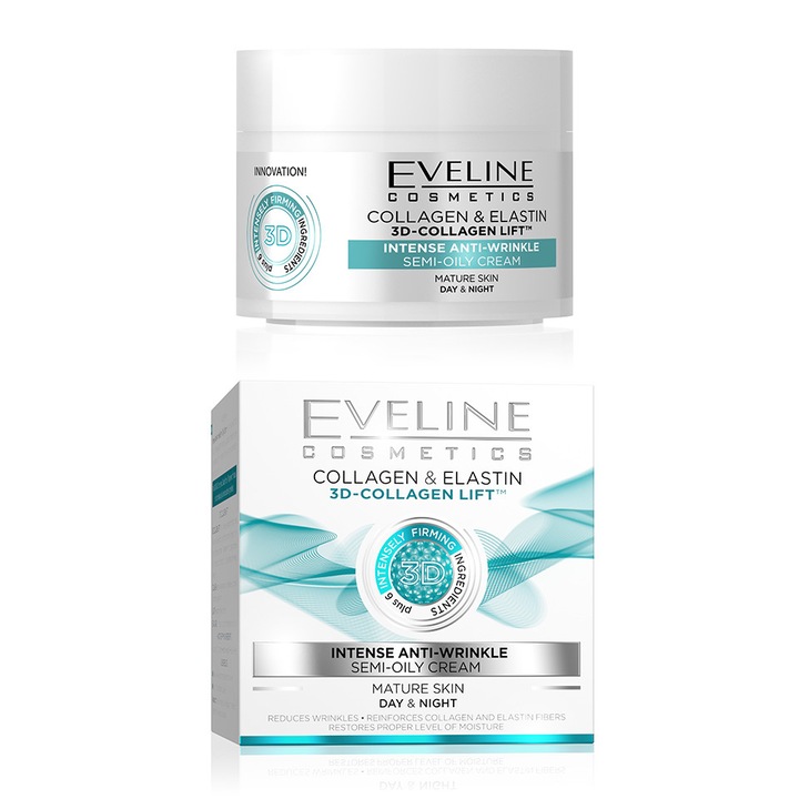 Крем за лице, Eveline Nature Line, Дневен и нощен с Колаген против бръчки, 50 мл