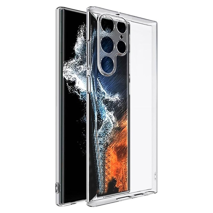 Силиконов гръб PhonePlusBG, за Samsung Galaxy S22 Ultra, Защита около камерите, Anti Shock, Плътен силикон 2mm, Прозрачен