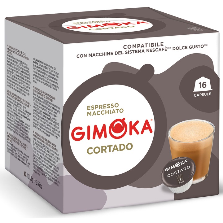 Кафе капсули Gimoka Cortado, Съвместимост Nescafe Dolce Gusto, 16 капсули, 108 гр