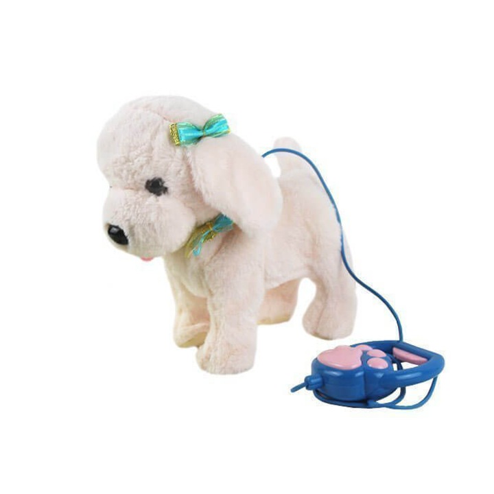 Sétáló kutya távirányítóval, fehér