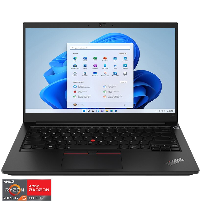 Laptop ultraportabil Lenovo ThinkPad E14 Gen 3 cu procesor AMD Ryzen™ 5  5500U pana la  GHz, 14