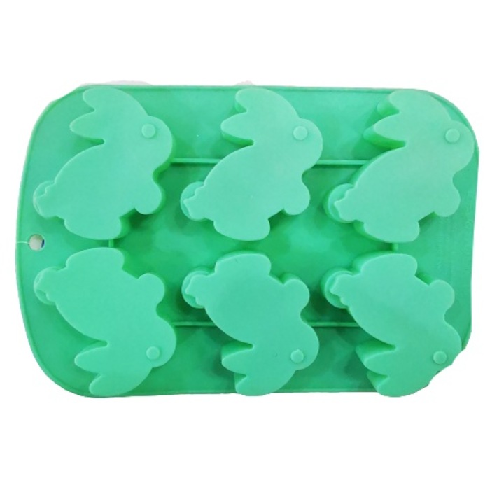 Forma prajituri, Silicon, Model iepure, 25x16 cm, Verde