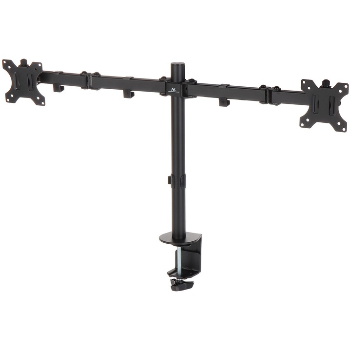 Стойка за два монитора Maclean MC-754, за бюро, с управление на кабели, 13-32", 16kg