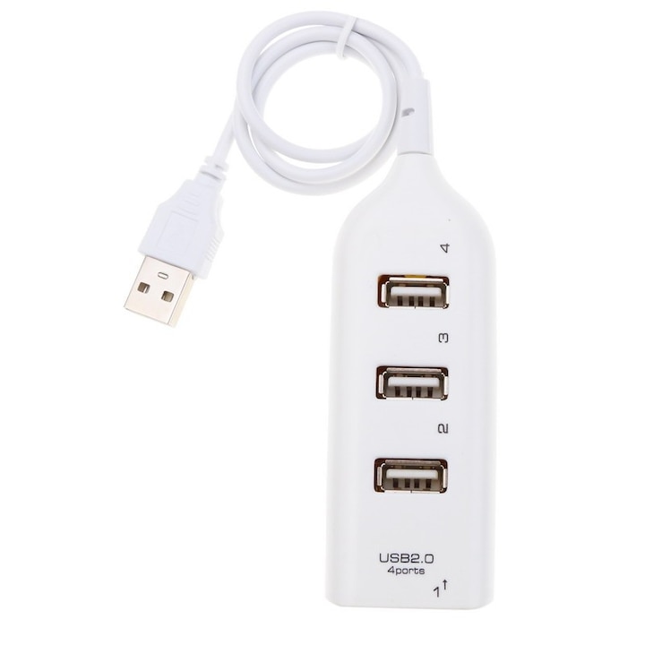 Techstar® HB2 USB-elosztó, nagy sebességű USB 2.0, 4 portos USB2.0, fehér