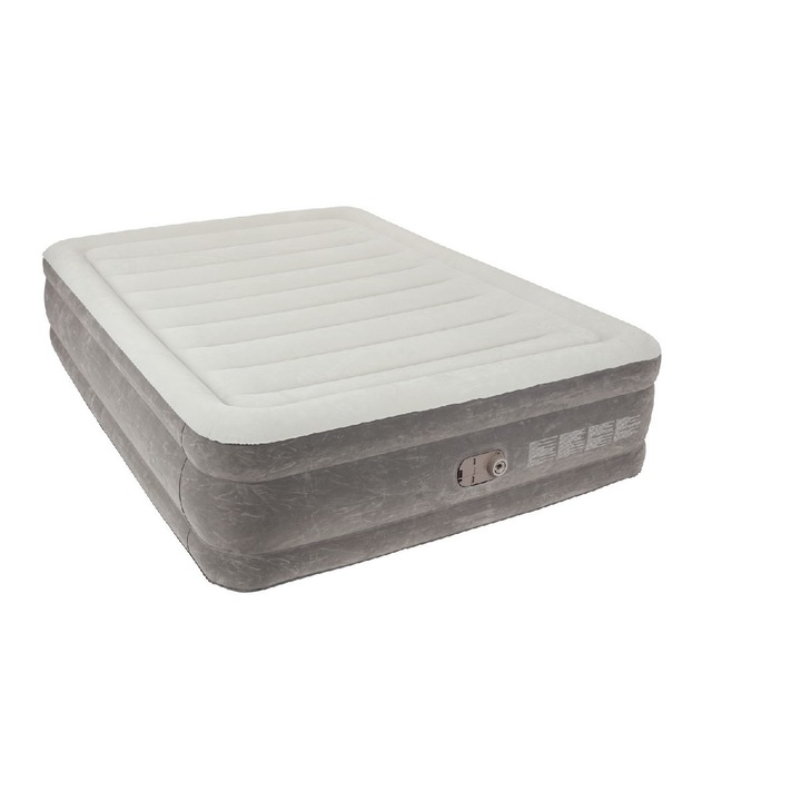 Saltea gonflabila cu pompa integrata, 152x203x46 cm, Gri inchis