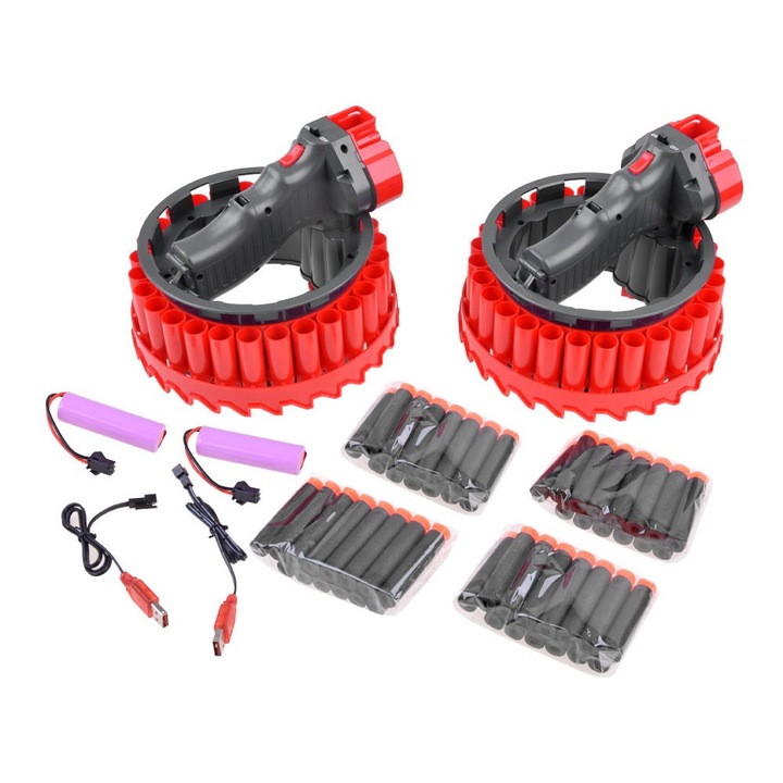 Set 2 pistoale Growler cu cartuse, Ramiz, Rosu/Negru