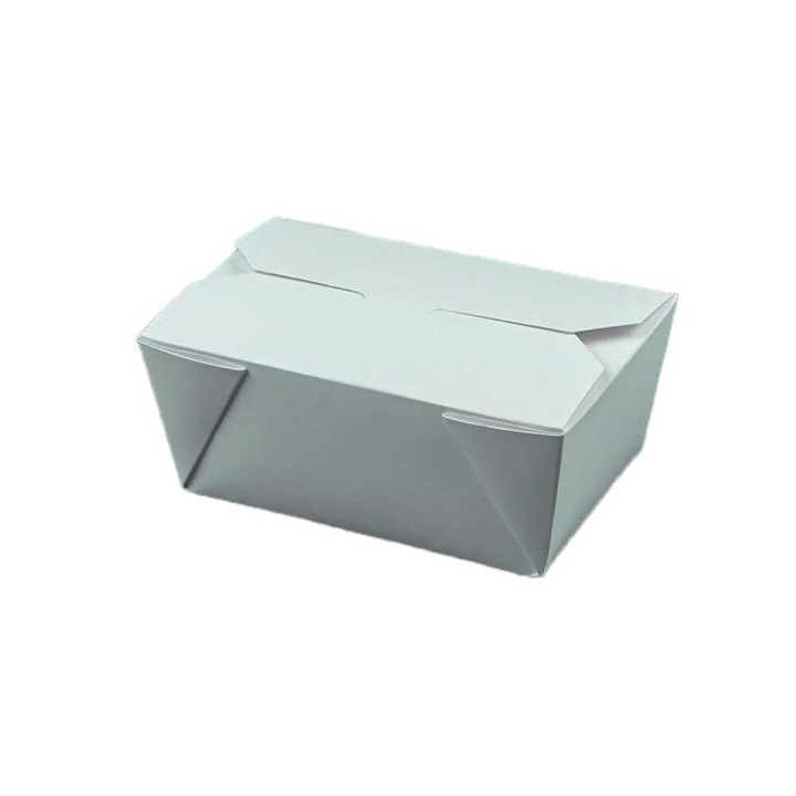 Set 50 Cutii pentru Meniu, 800 ml, 105x85x60 mm, Inchidere cu 4 Clapete, Carton Duplex Alb