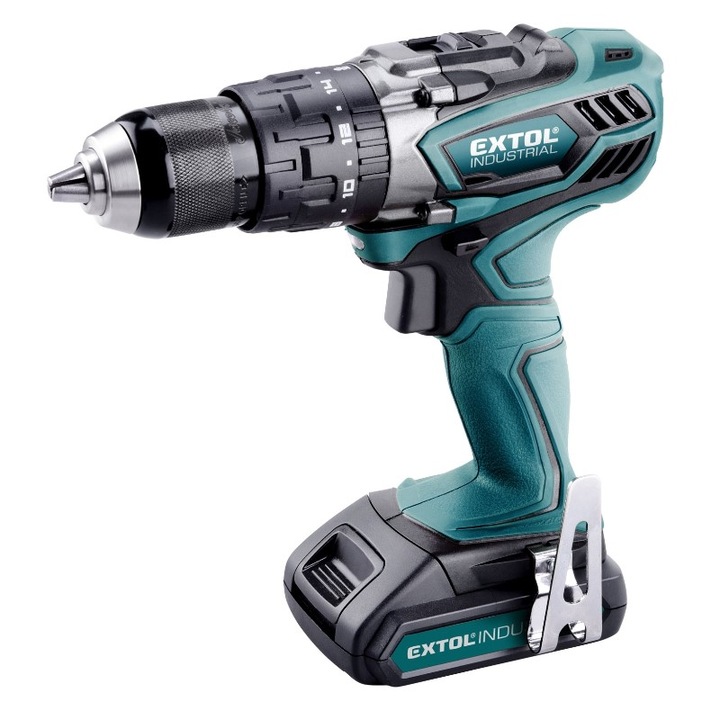 Бормашина и винтоверт Extol, Акумулаторна, ударна, с 18V Li-ion батерия, 4-полюсен мотор, 2000mAh