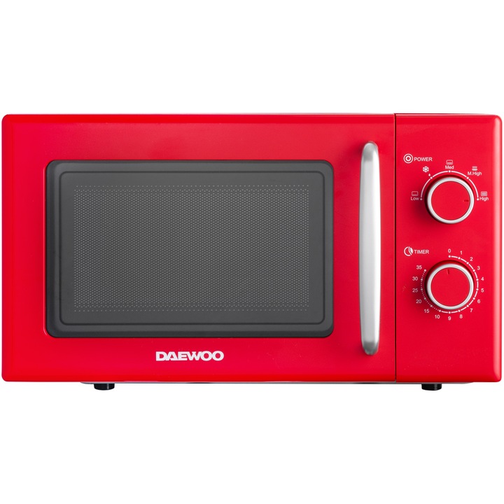 Cuptor cu microunde Daewoo KOR-6S20R, 20 l, 700 W, Mecanic, Rosu