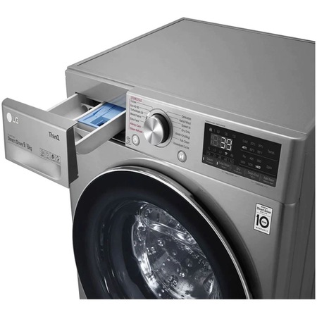 Masina de spalat rufe cu uscator LG F4DV709S2TE, Spalare 9 kg, Uscare 6 kg, 1400 rpm, Clasa E, Motor AI Direct Drive, Steam+, TurboWash, ThinQ, Argintiu