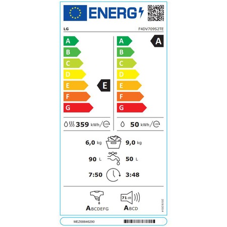 Masina de spalat rufe cu uscator LG F4DV709S2TE, Spalare 9 kg, Uscare 6 kg, 1400 rpm, Clasa E, Motor AI Direct Drive, Steam+, TurboWash, ThinQ, Argintiu