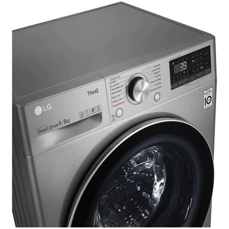 Masina de spalat rufe cu uscator LG F4DV709S2TE, Spalare 9 kg, Uscare 6 kg, 1400 rpm, Clasa E, Motor AI Direct Drive, Steam+, TurboWash, ThinQ, Argintiu