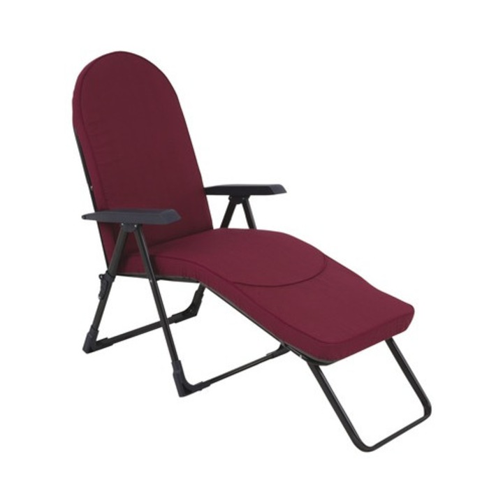 Sezlong pliabil cu manare Reddo, metal si textil, 175x49,5x88 cm, rosu