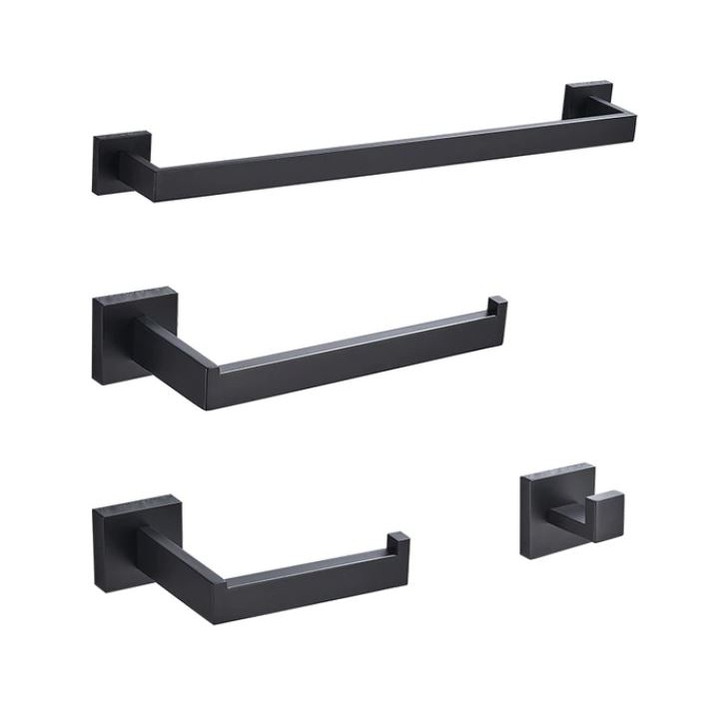 Set accesorii baie negre, 4 piese