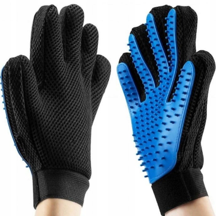 Set 2 manusi periat caine, Albastru/Negru, One Size