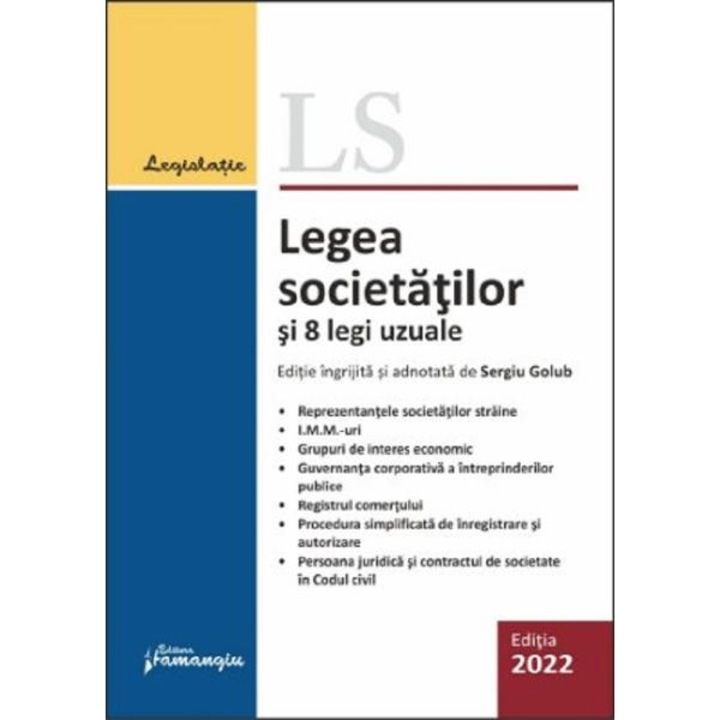 Legea societatilor si 8 legi uzuale act. 25 februarie 2022