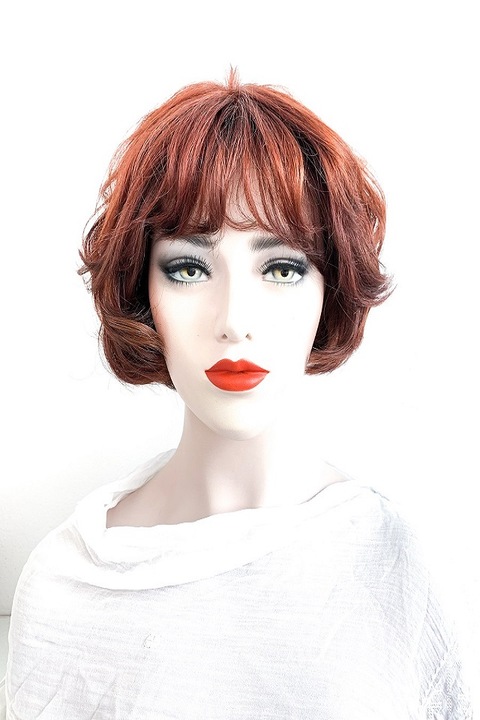 Peruca din par 100% natural uman lucrata manual MAIA rosu aramiu inchis