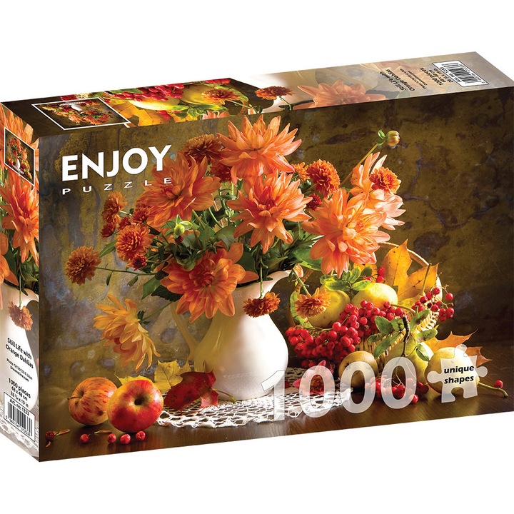 Puzzle 1000 piese Enjoy – Still Life with Orange Dahlias