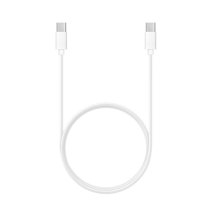 Type-C adatkábel, töltőkábel, Type-C - Type-C, USB-C, hosszított csatlakozóval 8mm, 1M 60W 3A, fehér, C296