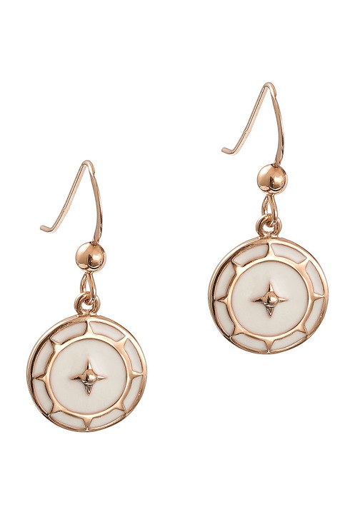 Cercei Dama Din Argint, Silver & Gems, Cu Email Alb, 2.7x1.1 cm, Argint 925 Acoperit Cu Aur, Placat Cu Aur Roz, Piatra Email, Inchidere Cercei Dama Cu Zavor, Ambalate Intr-o Cutie Decorativa Eco-friendly, Bijuterii Pentru Femei, Auriu