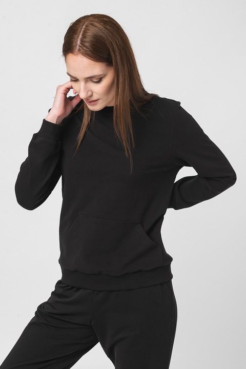 Pegas, Bluza sport uni cu buzunar kangaroo, Negru, M