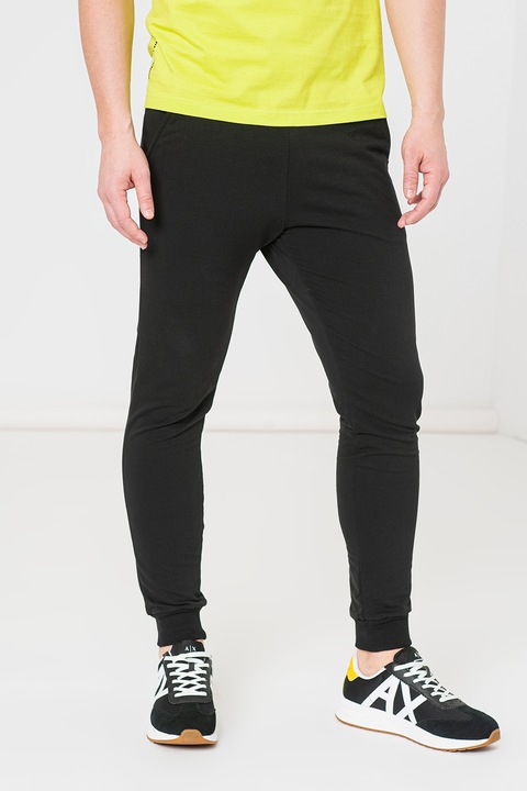 Pegas, Pantaloni sport slim fit cu buzunar laterale, Negru