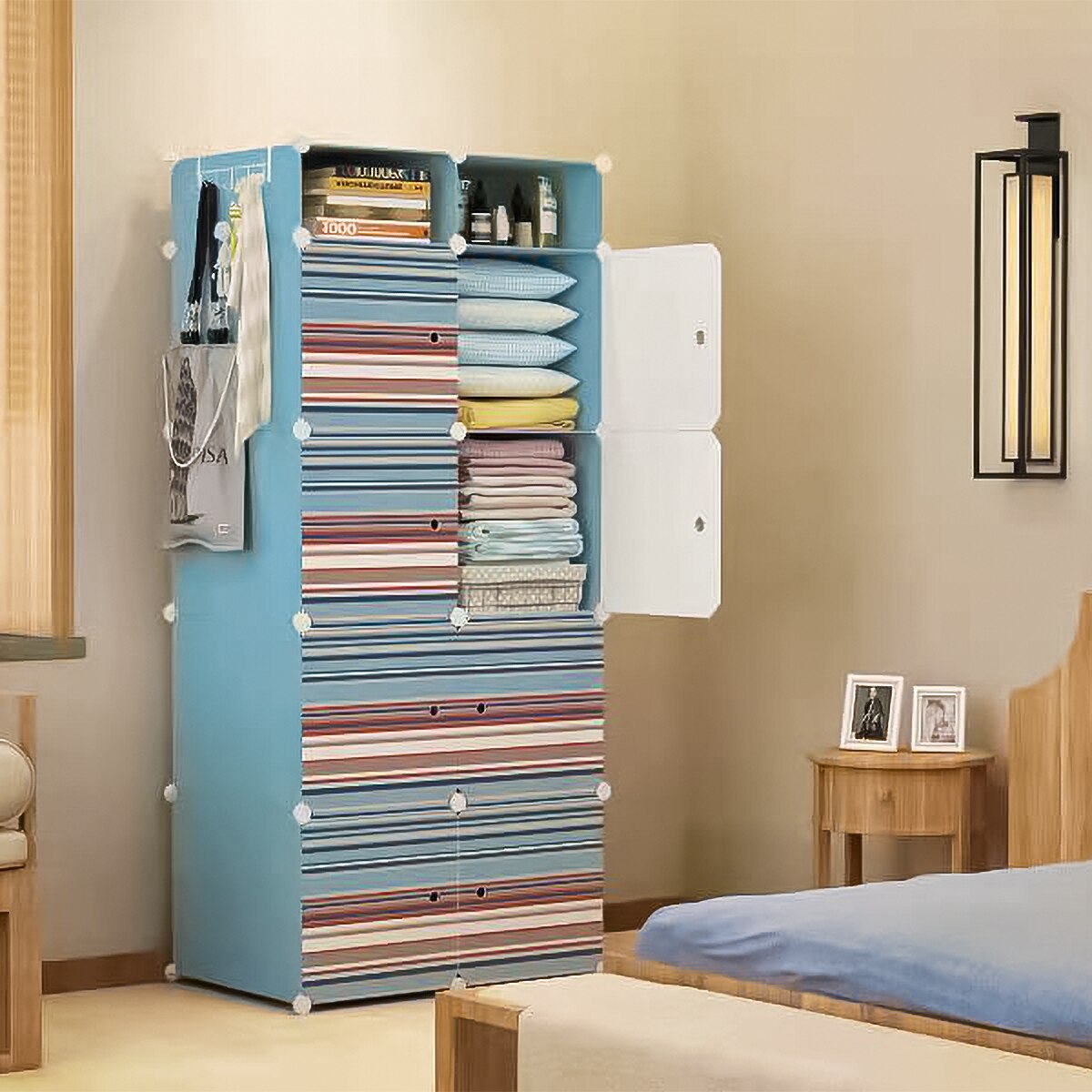 Dulap Modular, 10 Compartimente, D4117, Blue, 75x37x168 cm - eMAG.ro