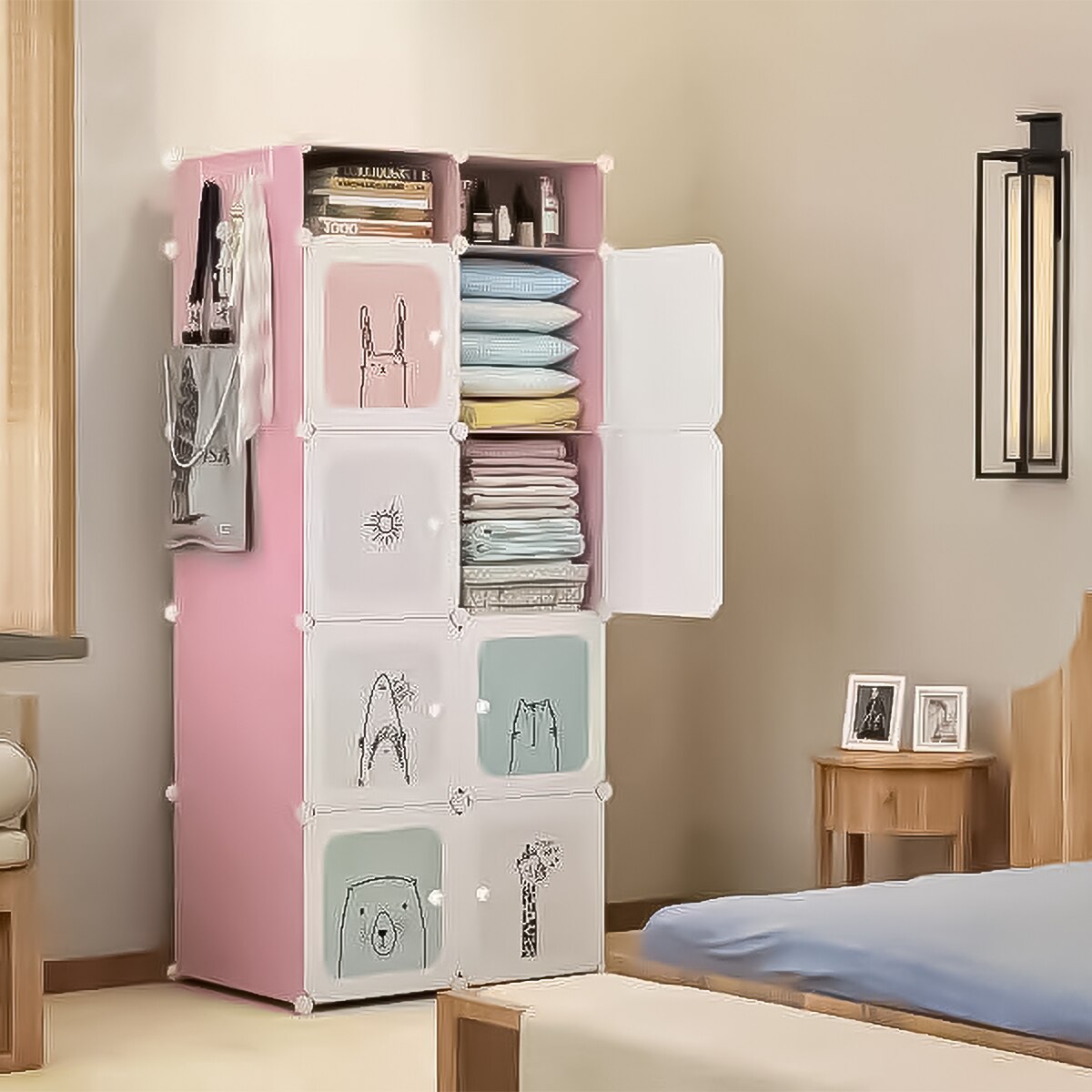 Dulap Modular, 10 Compartimente, D4118, Roz, 75x37x168 cm - eMAG.ro