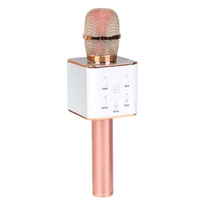 FOXMAG24 vezeték nélküli karaoke mikrofon, Bluetooth-val és hangszóróval, autonómia 3-5 óra, Rose Gold