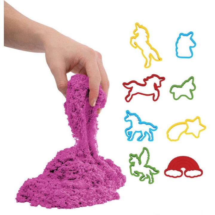 Кинетичен пясък с 8 форми за моделиране, лилав, 650гр, M Meco