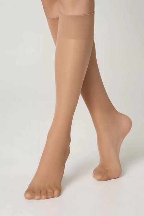 Set 2 perechi sosete lungi din poliamida Accent 20 DEN, Esli, Natural, 36-39 EU