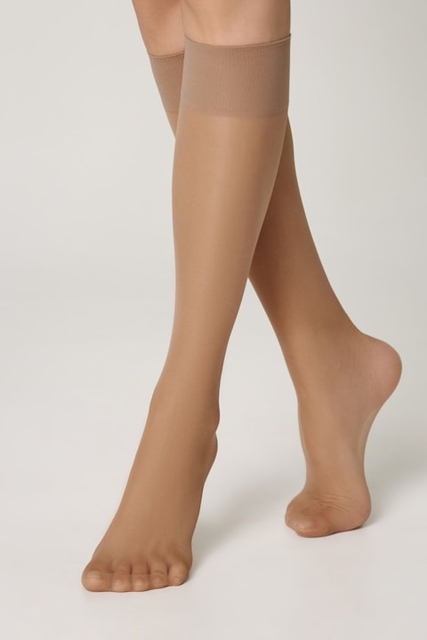 Set 2 perechi sosete lungi din poliamida Accent 20 DEN, Esli, Bronz, 36-39 EU