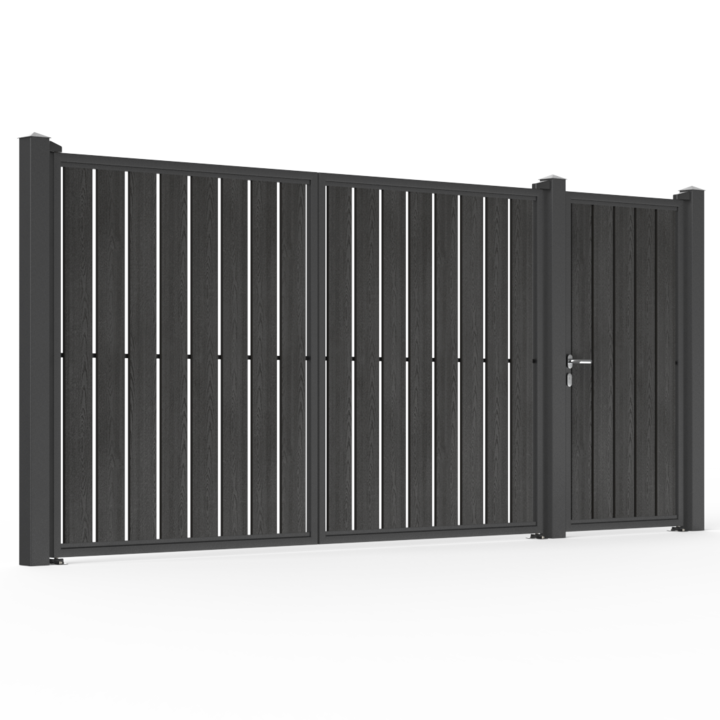 Set poarta auto si pietonala, Todome, Model 76 cu WPC, gri, 400 x 180 cm