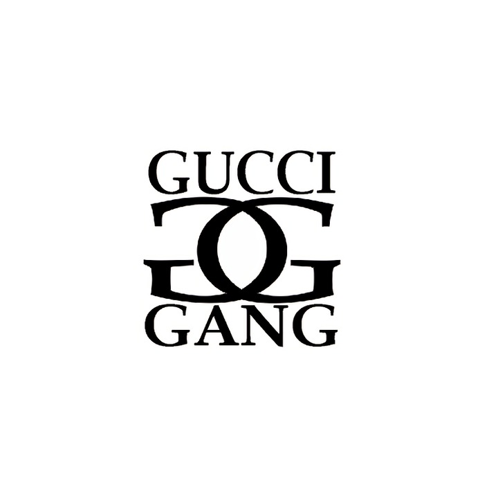 Sticker decorativ perete / geam si auto, Gucci gang, 15x15 cm, negru