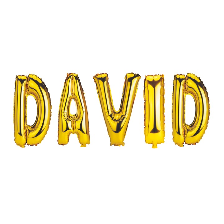 Dávid névvel ellátott lufi betűkészlet, arany, 40 cm