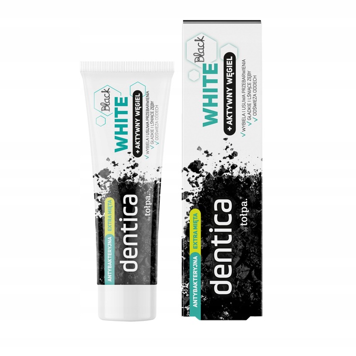 Fogkrém Tolpa dentica Black White aktív szénnel, 75 ml