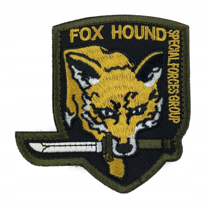 Petic Textil, Little Angel, Fox cu cutit, Fox Hound, Petic cu Velcro, Galben, 8 cm x 8 cm