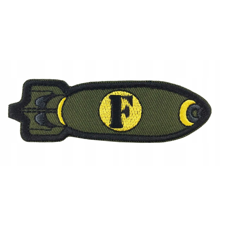 Petic Textil, Little Angel, F-BOM BOM Morale Patch Rocket, Petic cu Velcro, Verde, 8 cm x 2.2 cm