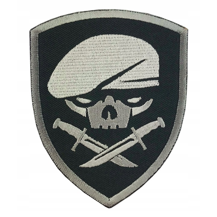 Petic Textil, Little Angel, Pirate Medalie de onoare, Petic cu Velcro, Gri, 7.6 cm x 9.5 cm