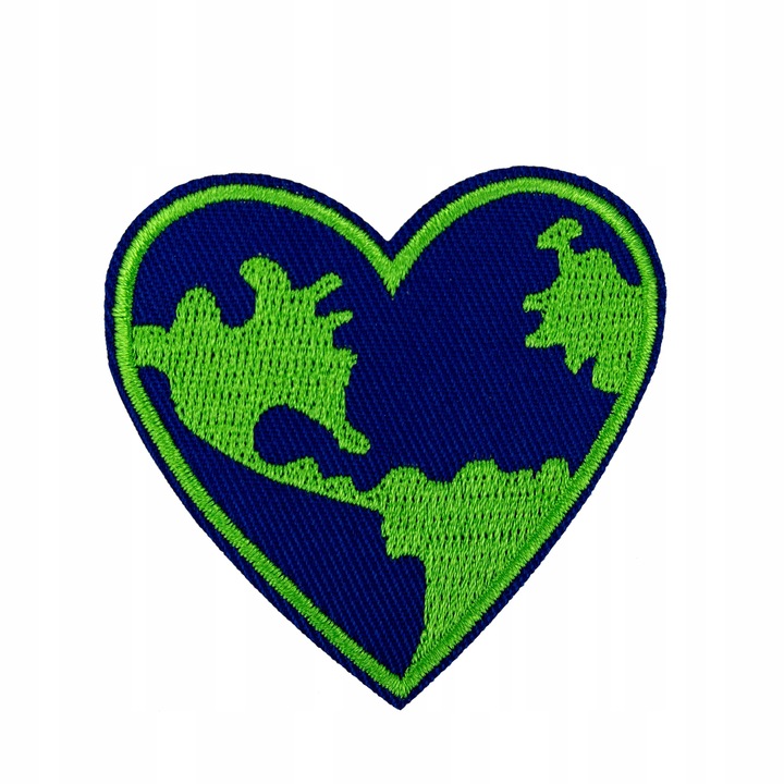 Petic Textil, Little Angel, Inima, Planeta Pamant, Verde, 6 cm x 5.8 cm